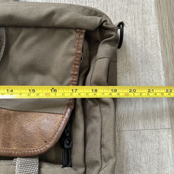 Trager Seattle Vintage Green Brown Messenger Shoulder Bag w/ Leather Trim READ - Picture 12 of 13